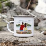 Personalizzato Adventure Is Out There Let's Find It 11oz Famiglia smalto Mug Coppia con bambino per il campeggio Picnic Ufficio Casa uso regalo di com