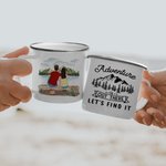 Personalizzato Adventure Is Out There Let's Find It 11oz Famiglia smalto Mug Coppia con bambino per il campeggio Picnic Ufficio Casa uso regalo di com