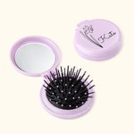 Set personnalisé de 2 brosses à cheveux de voyage rondes et pliantes avec miroir Brosse à cheveux de poche Mini peigne à cheveux pour femmes Facile à 