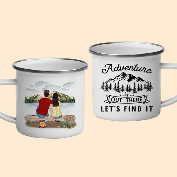 Personalizzato Adventure Is Out There Let's Find It 11oz Famiglia smalto Mug Coppia con bambino per il campeggio Picnic Ufficio Casa uso regalo di com