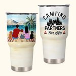 Personlig familj Beach Camping Camping Partners för livet 30oz Tumbler Jubileumspresent Födelsedagspresent för familjepar