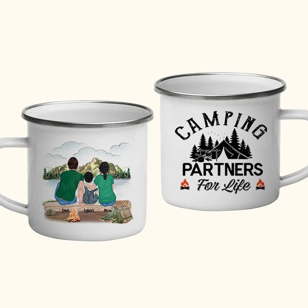 Taza esmaltada personalizada Camping Partners For Life 11oz Portable Lightweight for Home Breakfast Drinking Birthday Gift Valentine's Day Gift