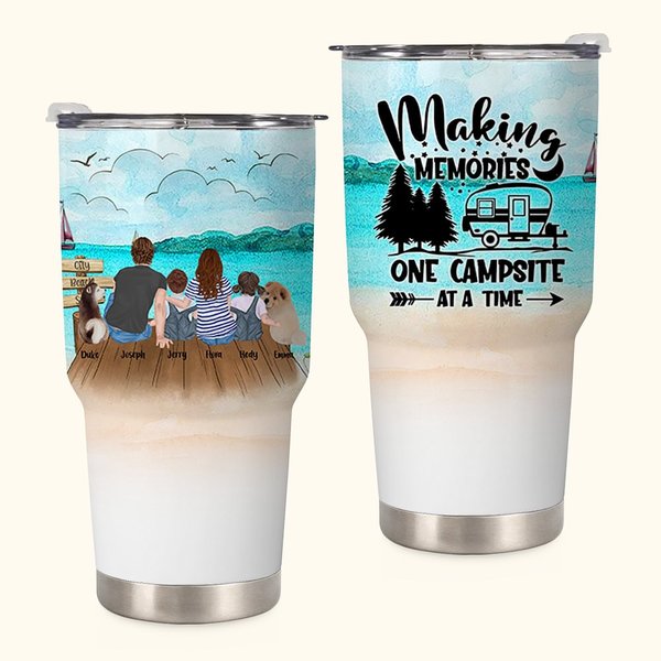 Gepersonaliseerde Making Memories Familie met Huisdieren Camping 30oz Tumbler Verjaardagscadeau Verjaardagscadeau voor familie echtpaar