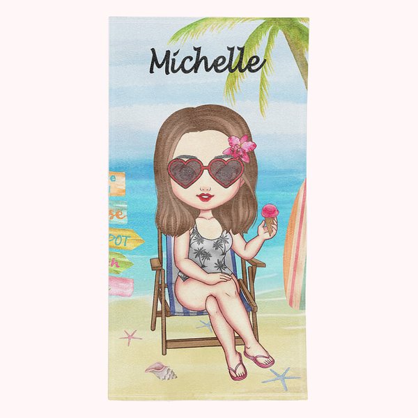 Personalisiertes Schnell Trocknendes Strandtuch Mädchen-am-Strand Design Reisehandtuch Geburtstag Urlaub Geschenk für Strand-Liebhaber