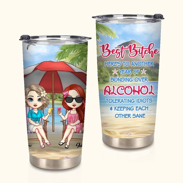 Gepersonaliseerde Best Bitches Tolerating Idiots And Keeping Each Other Sane 20oz Tumbler Besties Verjaardag Kerstcadeau voor warme en koude dranken