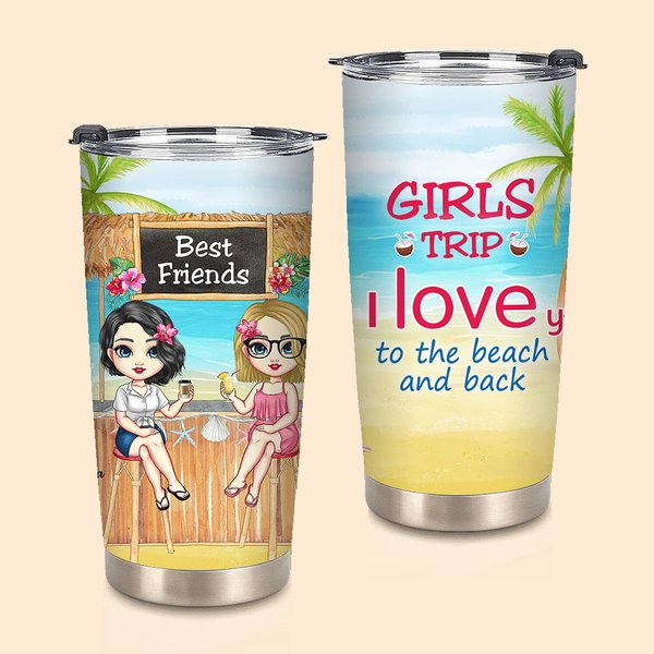 Personalized I Love You to the Beach and Back 20oz Tumbler Besties Memorial Gift for Hot and Cold Drinks
