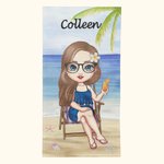 Personalised Girl on the Beach Quick Dry High Absorbent Beach Towel Vacation Accessories Birthday Friendship Gift for Her