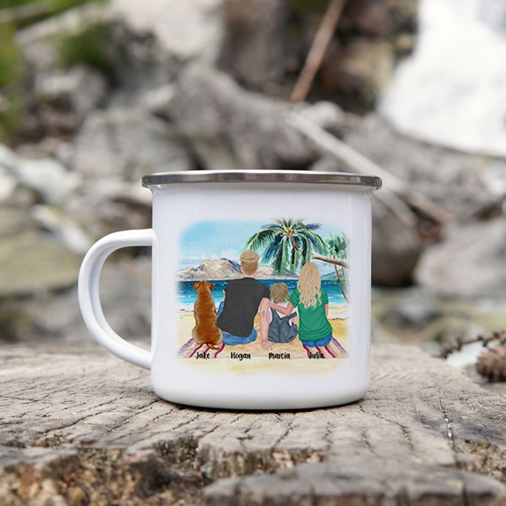 Personlig Home Is Where We Park It Beach Camping Family Emaljmugg med handtag för te kaffe varm choklad Alla hjärtans dag present 2