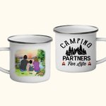 Tasse en émail de voyage personnalisée Camping Partners For Life Sunrise pour soupe, thé, café et chocolat chaud Cadeau d'anniversaire