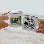 Personlig Making Memories One Campsite At A Time Family Emaljmugg 11oz för te Kaffe Varm choklad Bärbar Lättviktare
