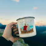 Spersonalizowany rodzinny kubek emaliowany Let's Sleep Under The Stars Camping 11oz do użytku domowego na kempingu, pikniku i w biurze