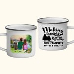 Personlig Making Memories One Campsite At A Time Family Emaljmugg 11oz för te Kaffe Varm choklad Bärbar Lättviktare