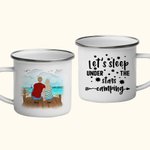 Spersonalizowany rodzinny kubek emaliowany Let's Sleep Under The Stars Camping 11oz do użytku domowego na kempingu, pikniku i w biurze