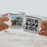 Personlig Home Is Where We Park It Beach Camping Family Emaljmugg med handtag för te kaffe varm choklad Alla hjärtans dag present 4