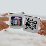 Spersonalizowany kubek emaliowany Making Memories One Campsite At A Time Family Camping Mug for Outdoor Hiking Backpacking Travel Valentine's Day Gift Birthday Gift