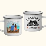Taza esmaltada personalizada Camping Partners For Life Family Camping Couple with Pet Dog 11oz Christmas Gift Thanksgiving Gift Birthday Gift