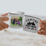 Tasse en émail de voyage personnalisée Camping Partners For Life Sunrise pour soupe, thé, café et chocolat chaud Cadeau d'anniversaire