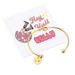 Personalized Disco Style Tie The Knot Bracelet Engraved with Initial Bridal Party Gift Bridesmaid Gift for Wedding with Card