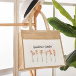 Personalized Birth Flower Tote Bag Birthday Gift Mother's Day Gift for Mother Grandma