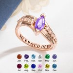 Gepersonaliseerde Geboortesteen Ring met Zirkoon Klas van 2026 Gegraveerde Mementos Jewelry Afstudeer Cadeau voor Vrouwen