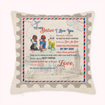 Couvre oreiller personnalisé To My Besties I Love You Travel Stamp Cadeau pour Meilleur(e) Ami(e) Décoration d'intérieur