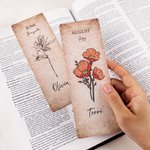 Marque-Page Personnalisé avec Fleur de Naissance et Nom Cadeau pour Amoureux des Livres Grand-Mère Meilleure Amie Étudiante