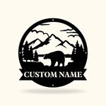 Personalized Wall Art Bear Monogram Bear Metal Sign with Name Hunting Gift for Man Father Grandfather