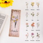 Marque-Page Personnalisé avec Fleur de Naissance et Nom Cadeau pour Amoureux des Livres Grand-Mère Meilleure Amie Étudiante