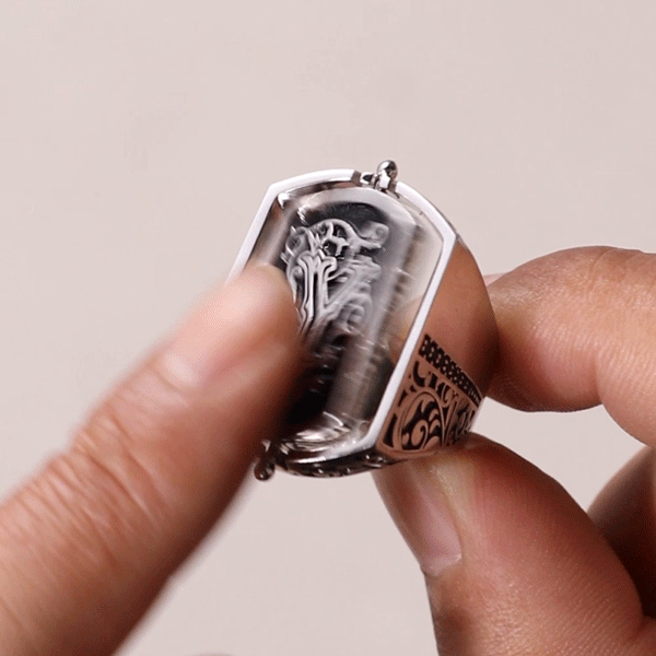 Personalized Handmade Retro Embossed Duogram Flip Monogram Signet Ring Birthday Stress Relief Gift for Men