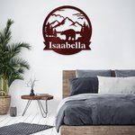 Personalized Wall Art Bear Monogram Bear Metal Sign with Name Hunting Gift for Man Father Grandfather