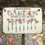 Gepersonaliseerd Geboortebloem Metalen Bordje Waar Liefde Groeit Cadeau voor Oma Moeder