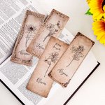 Marque-Page Personnalisé avec Fleur de Naissance et Nom Cadeau pour Amoureux des Livres Grand-Mère Meilleure Amie Étudiante