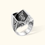 Personalized Handmade Retro Embossed Duogram Flip Monogram Signet Ring Birthday Stress Relief Gift for Men