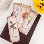Marque-Page Personnalisé avec Fleur de Naissance et Nom Cadeau pour Amoureux des Livres Grand-Mère Meilleure Amie Étudiante