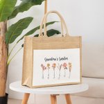 Personalized Birth Flower Tote Bag Birthday Gift Mother's Day Gift for Mother Grandma