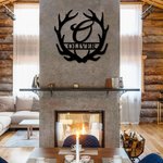 Personalized Wall Art Antler Monogram Letter Metal Sign with Name Hunter Gift Christmas Gift for Him Father's Day Gift