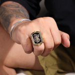 Personalized Handmade Retro Embossed Duogram Flip Monogram Signet Ring Birthday Stress Relief Gift for Men