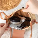 Personalized Monogram Straw Crossbody Bag with Leather Strap Summer Beach Travel Accessories gift for Women