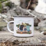 Personalized Let's Go Camping Enamel Mug Camping Tea Cup with Handle Hot or Cold Liquids for Family Gathering Party Camping Picnic Fishing