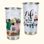 Gepersonaliseerde Family Life Is Better Around The Campfire 20oz Tumbler Holiday voor warme en koude dranken