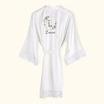 Personalized Stylish Bohemian Bridesmaid Satin Robe with Lace-Trim Bridesmaid Dressing Gown for Bachelorette Bridal Party Bridesmaid Wedding Gift
