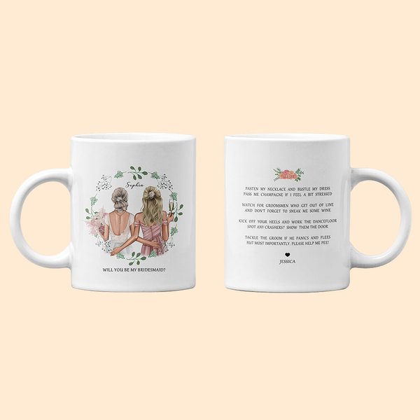 Gepersonaliseerde Will You Be My Bridesmaid Bloem Wit Keramische Mok Bruidsmeisje Voorstel Gift Wedding Gift