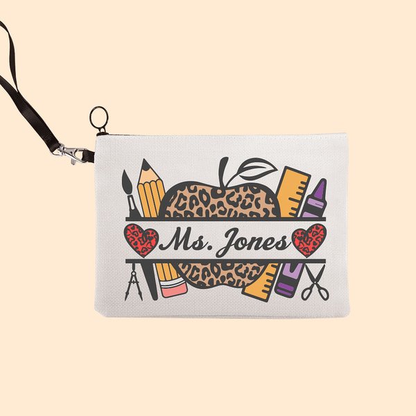 Estuche de Maquillaje Personalizado para Profesores Estuche Portátil de Leopardo para Lápices Agradecimiento a Profesores Regalo de Fin de Curso Regal