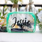 Personalizada transparente de PVC bolsa de maquillaje con cremallera para la despedida de soltera despedida de soltera propuesta de boda Favor de Rega
