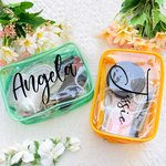 Personalizada transparente de PVC bolsa de maquillaje con cremallera para la despedida de soltera despedida de soltera propuesta de boda Favor de Rega