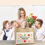 Sac en toile de jute personnalisé avec le nom Sac écologique réutilisable pour l'enseignant Cadeau de remerciement Cadeau de fin d'année Cadeau de ren