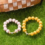 Ensemble de Bracelets et Boucles d'Oreilles Personnalisé avec Nom et Numéro Accessoires en Perles Cadeau d'Anniversaire pour Amoureux du Sport