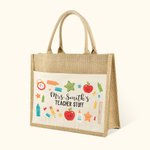 Sac en toile de jute personnalisé avec le nom Sac écologique réutilisable pour l'enseignant Cadeau de remerciement Cadeau de fin d'année Cadeau de ren