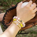 Ensemble de Bracelets et Boucles d'Oreilles Personnalisé avec Nom et Numéro Accessoires en Perles Cadeau d'Anniversaire pour Amoureux du Sport