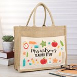 Sac en toile de jute personnalisé avec le nom Sac écologique réutilisable pour l'enseignant Cadeau de remerciement Cadeau de fin d'année Cadeau de ren